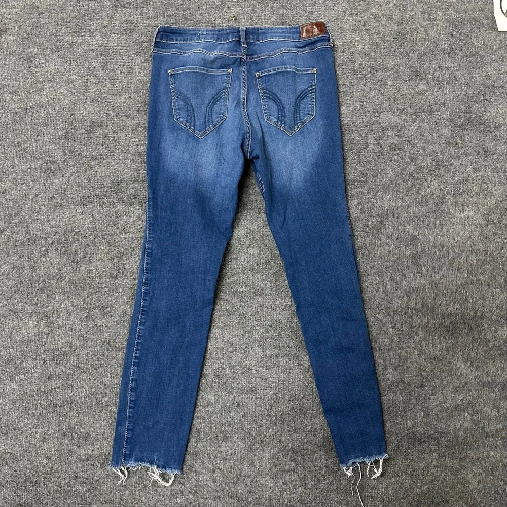 Hollister Jeans Womens Size 13L Blue High Rise Super Skinny Distressed Viscose